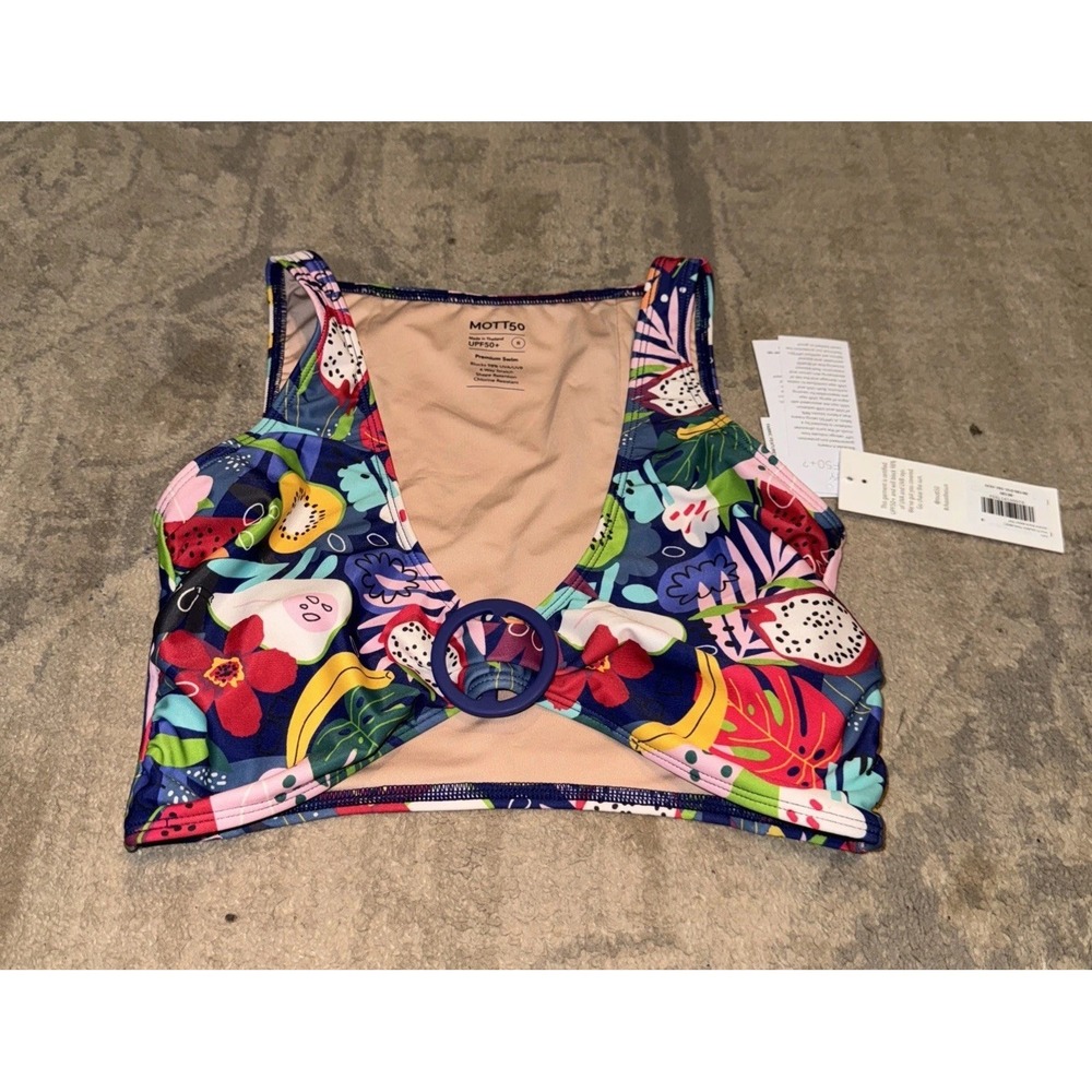 Mott50 Womens Multi Floral Swim Bikini Top Only UPF 50+ Size Small New